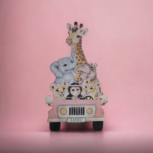 Masinuta safari, MDF / PVC - figurina printata - 90cm