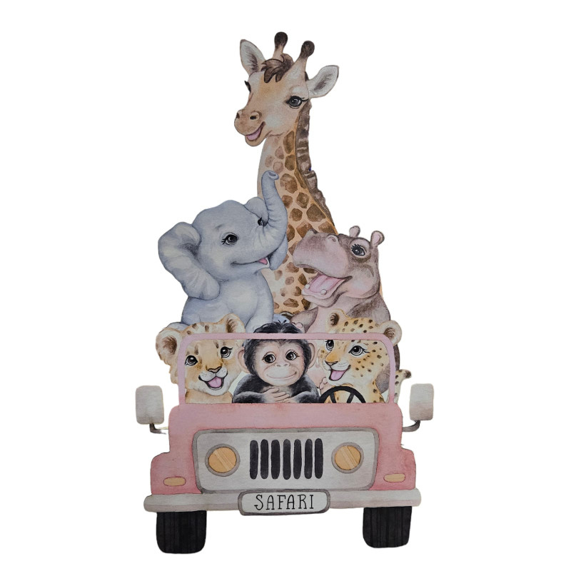 Masinuta safari, MDF / PVC - figurina printata - 90cm