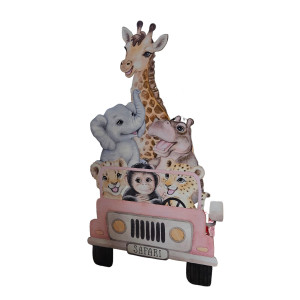 Masinuta safari, MDF / PVC - figurina printata - 90cm