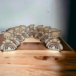 Ursulet pe curcubeu, MDF, fata-verso, cu suport