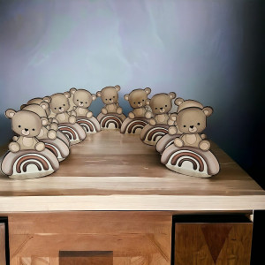 Ursulet pe curcubeu, MDF, fata-verso, cu suport