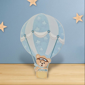 Balon cu aer si ursulet , MDF / PVC - figurina printata - 87cm