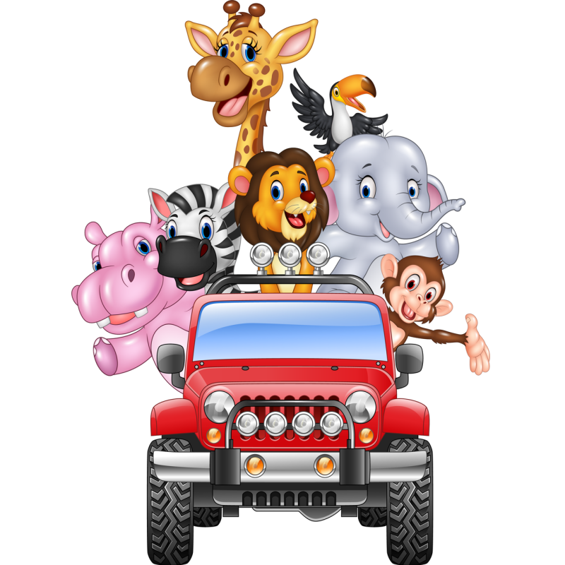 Masina safari, MDF / PVC - figurina printata - 80cm