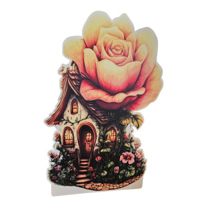Casuta trandafir, MDF / PVC - figurina printata - 90cm