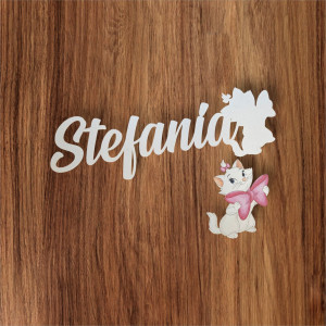 Nume SIMPLU pentru panou / MDF alb / cu figurina printata decupata