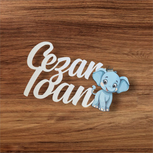 Nume pentru panou / MDF alb / cu figurina printata decupata