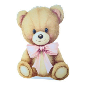Ursulet cu funda roz, MDF / PVC - figurina printata - 80cm