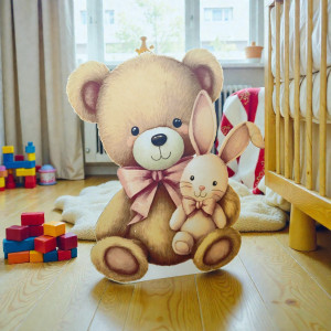 Ursulet cu iepuras, MDF / PVC - figurina printata - 72cm