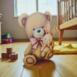 Ursulet cu iepuras, MDF / PVC - figurina printata - 72cm